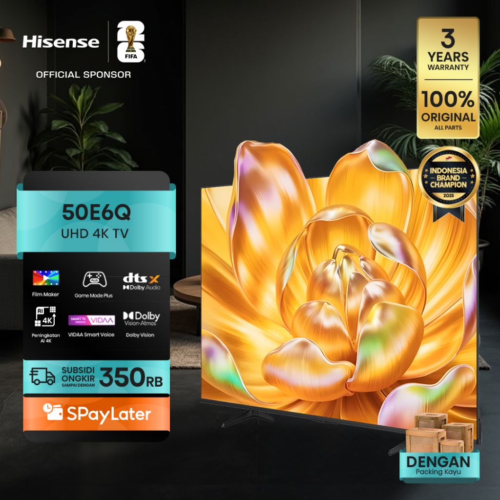 (PACKING KAYU) Hisense TV 50E6Q Vidaa Smart Digital TV 50 inch UHD 4K Filmmaker Mode Dolby Vision & 