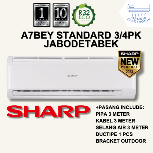 FREE PASANG + AKSESORIS AC Sharp 3/4 PK A7BEY STANDARD Grosir Elektronik