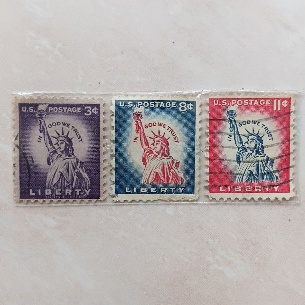 Perangko Prangko Kuno USA Amerika 3 Pcs Seri Liberty Issue 1954-1972 - YN2935