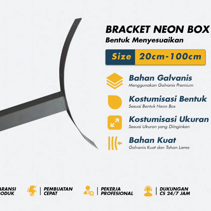 Bracket gantung Neon Box Bulat / Kotak