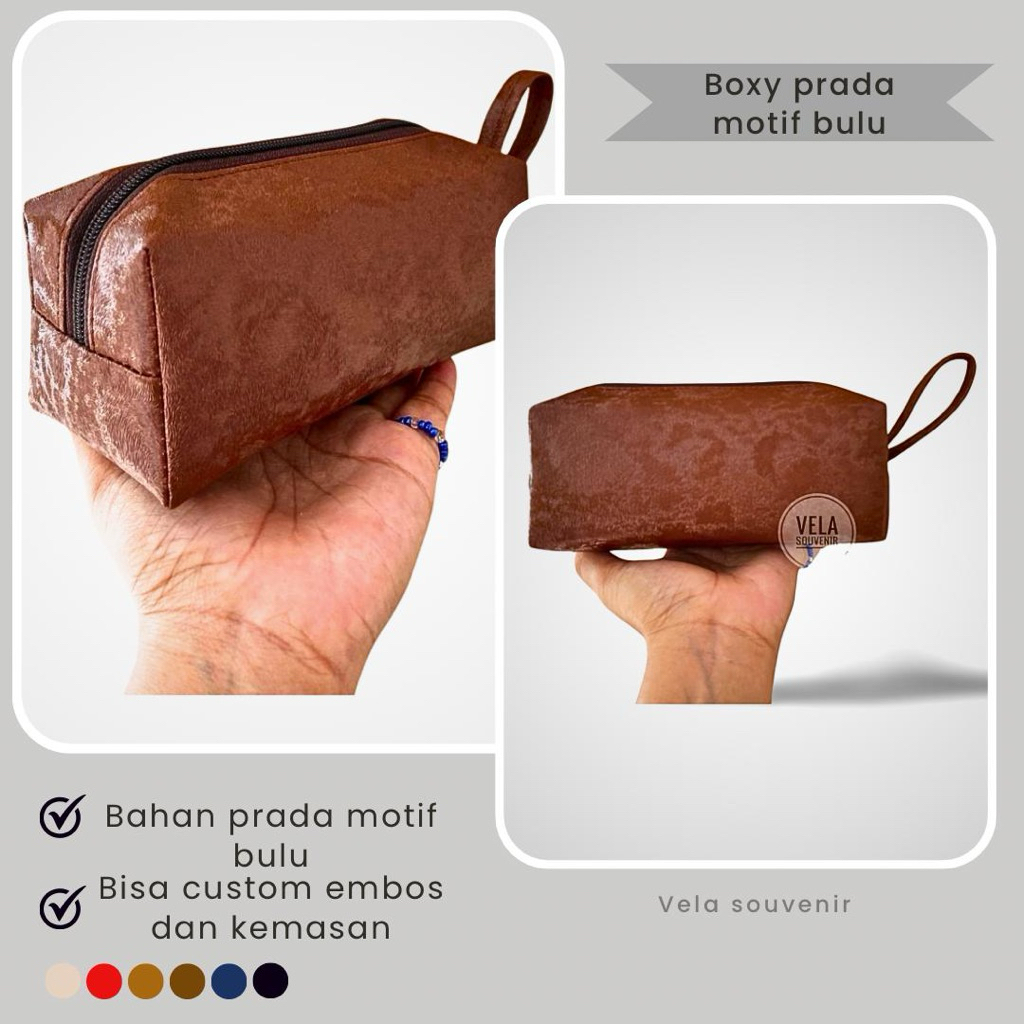 100pcs boxy prada motif bulu / dompet bentuk kubus / souvenir boxy / souvenir dompet / suvenir dompe