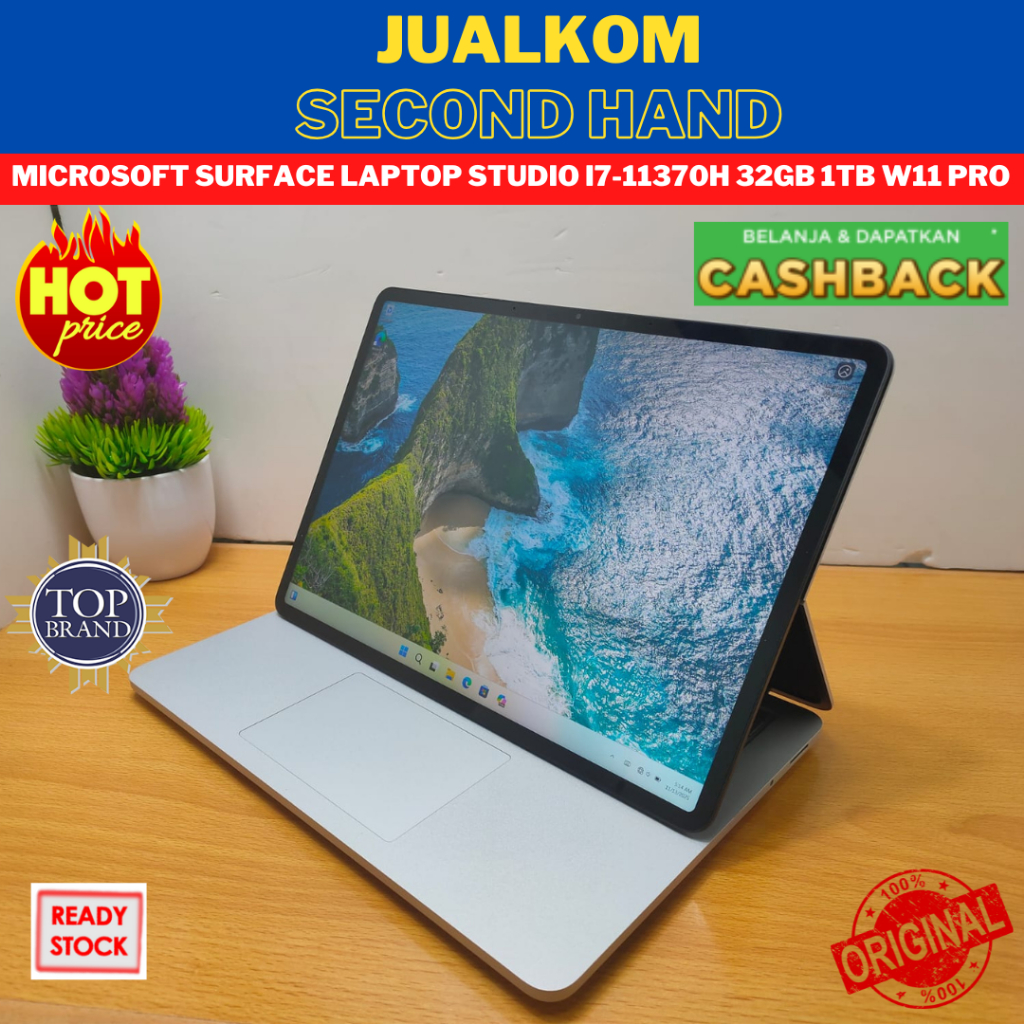 Laptop Second Berkualitas  Microsoft Surface Laptop Studio i7-1137H 3.3GHz 32GB 1TB GB RTX 3050 Ti