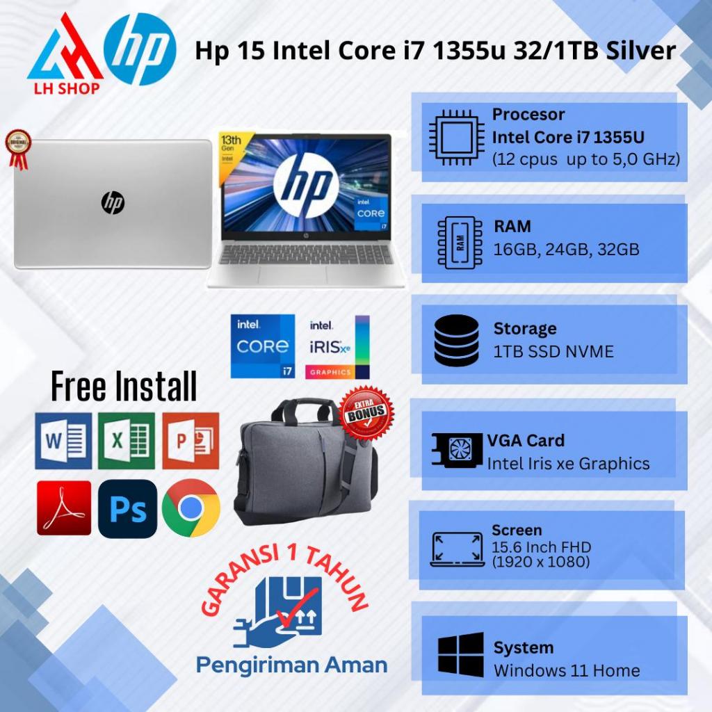 Laptop Baru HP 15 Intel Core i7 1355U 12Cpus 5.0GHz | HP 15 Intel Core Ultra 7 155H 22cpu 4,8Ghz