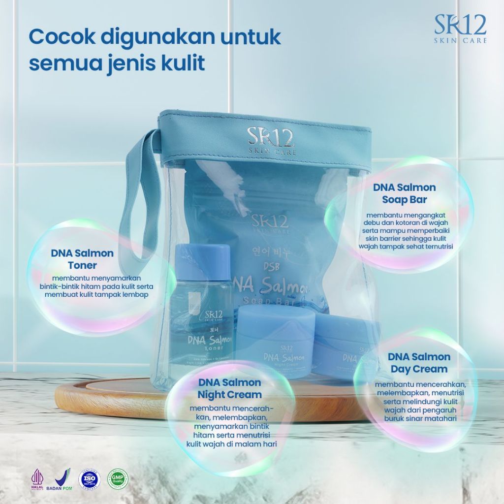 PAKET KRIM DNA SALMON SR12 SKINCARE BPOM PENCERAH WAJAH /KRIM DNA SALMON / KRIM PENCERAH WAJAH/ DNA 