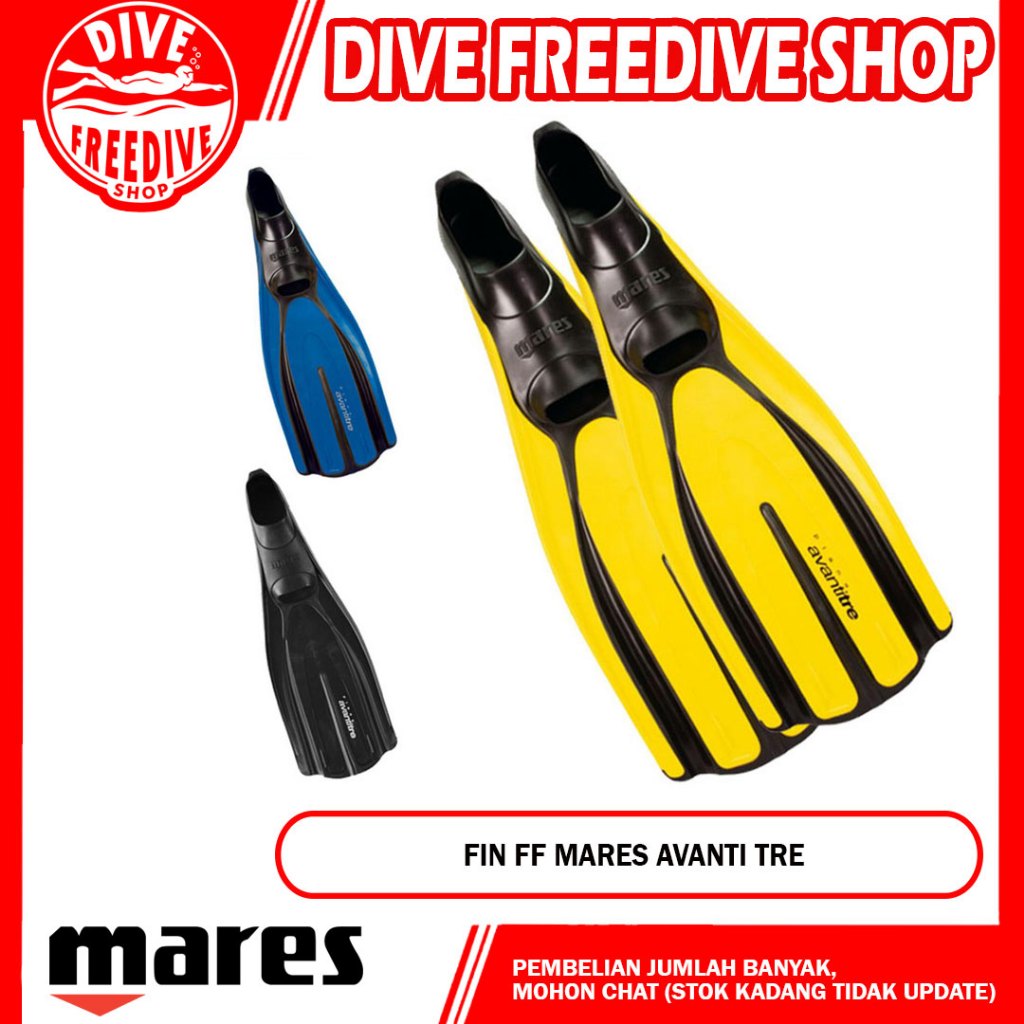 Fin Mares Avanti tre Fins Full Foot Kaki Katak Scuba Diving Selam Sepatu Bebek Bi-fins Snorkeling Sn