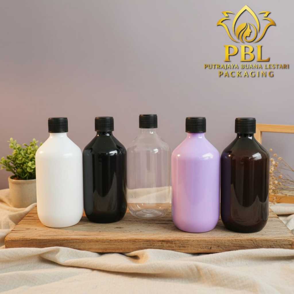 Botol Ulir 300ml Mada-Tutup Ulir Plastik Neck 24 Hitam/ Botol Minyak 300ml / Botol Mada 300ml Varian