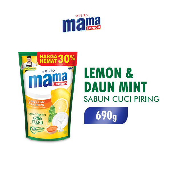Mama Lemon Sabun Cuci Piring Daun Mint Pouch 680 ml