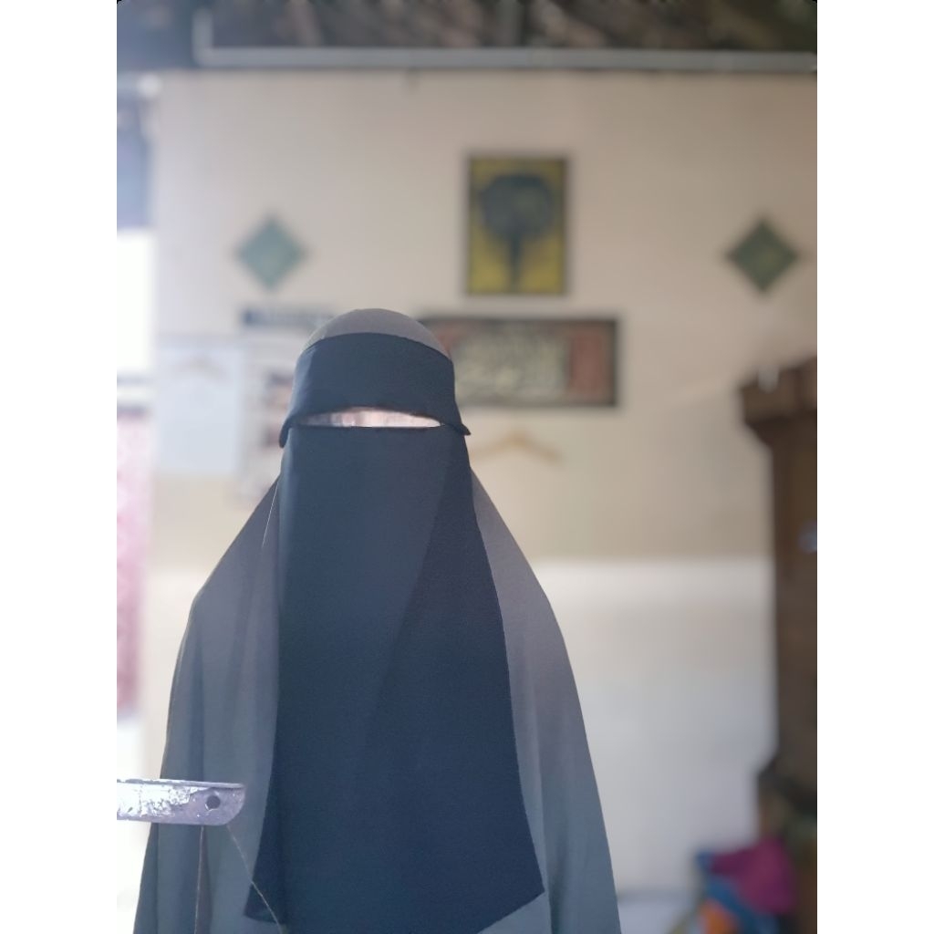 Cadar poni niqob poni siffon jetblack silky cadar arab