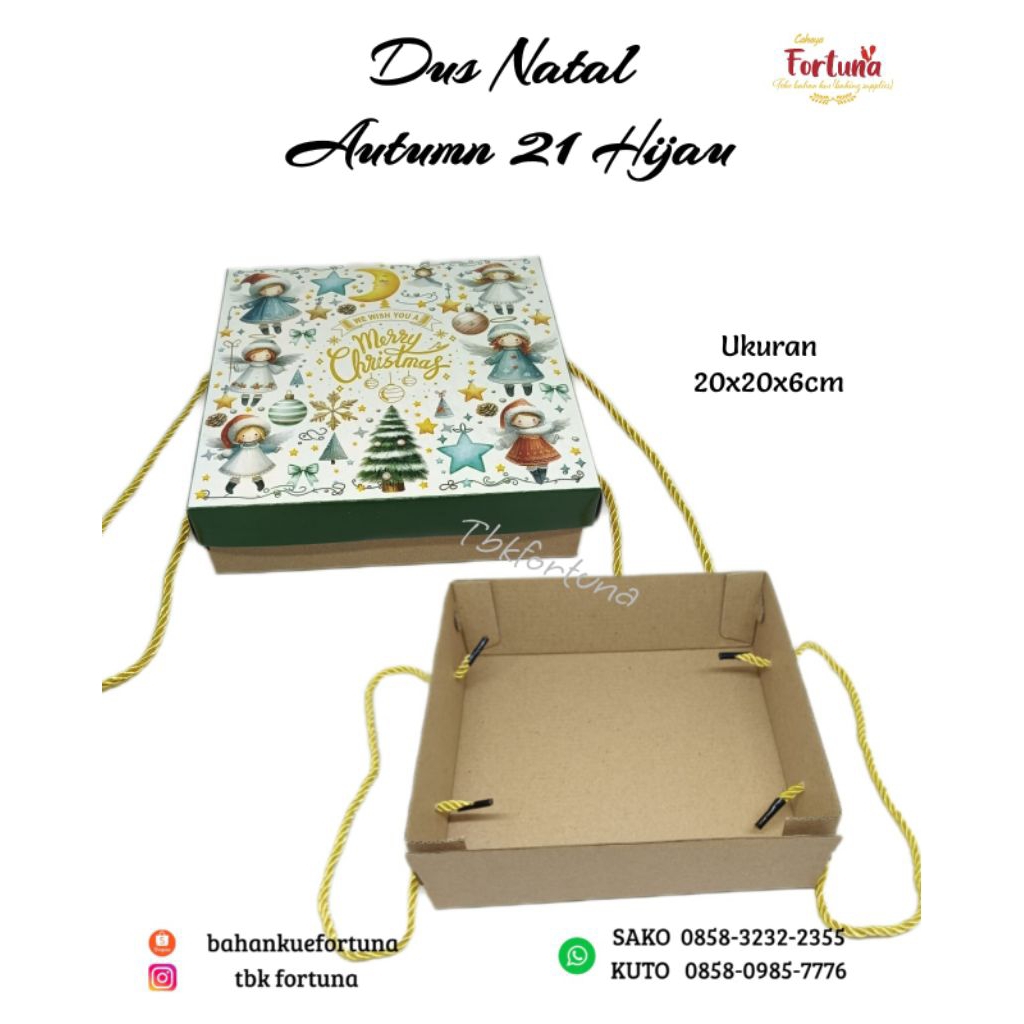 Dus Natal Autumn 21 Hijau Uk 20x20x6cm (1pcs)