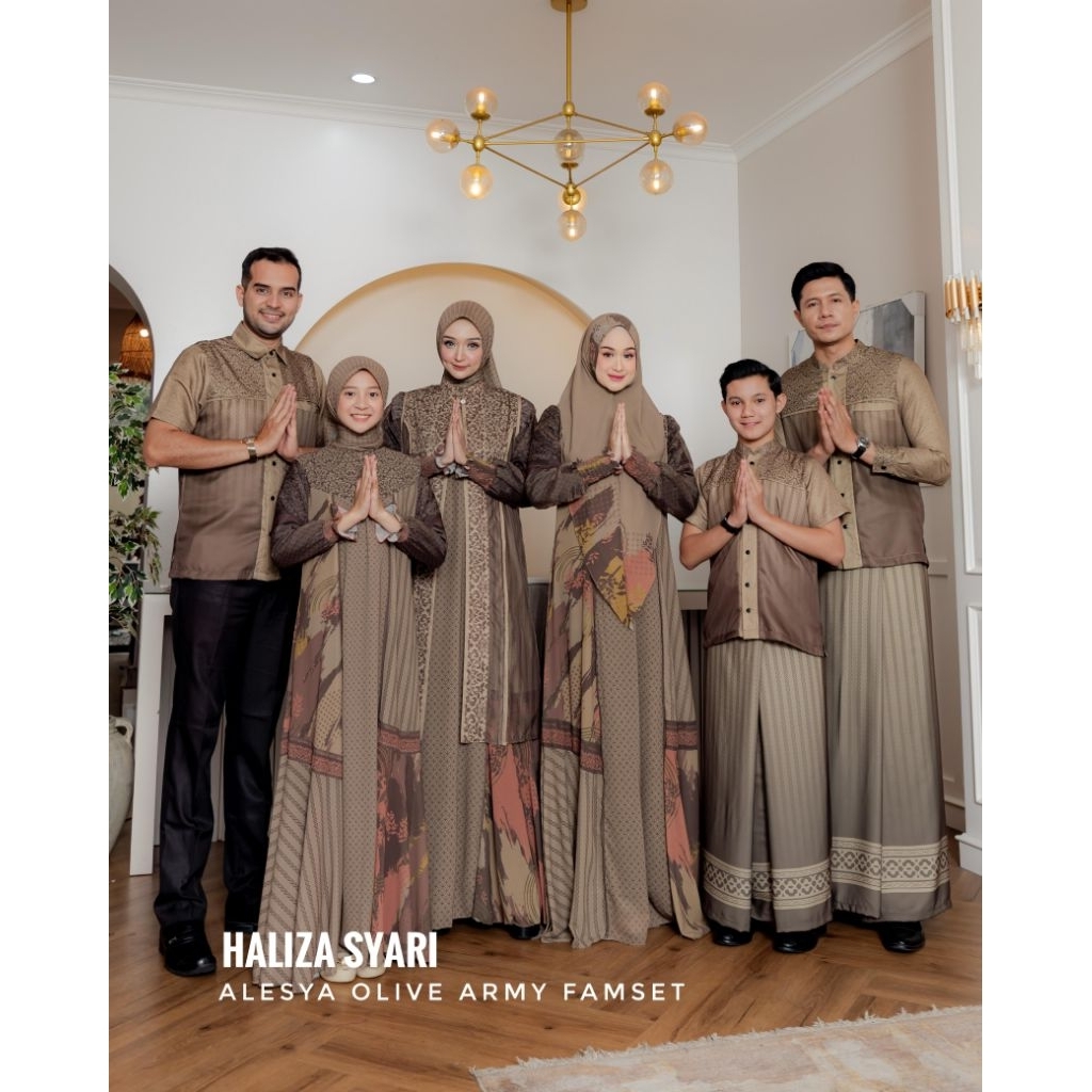 ALESYA ARMY OLIVE SARIMBIT FAMILY COUPLE KELUARGA GAMIS SCARF KHIMAR DAILY DRESS BY HALIZA SYARI