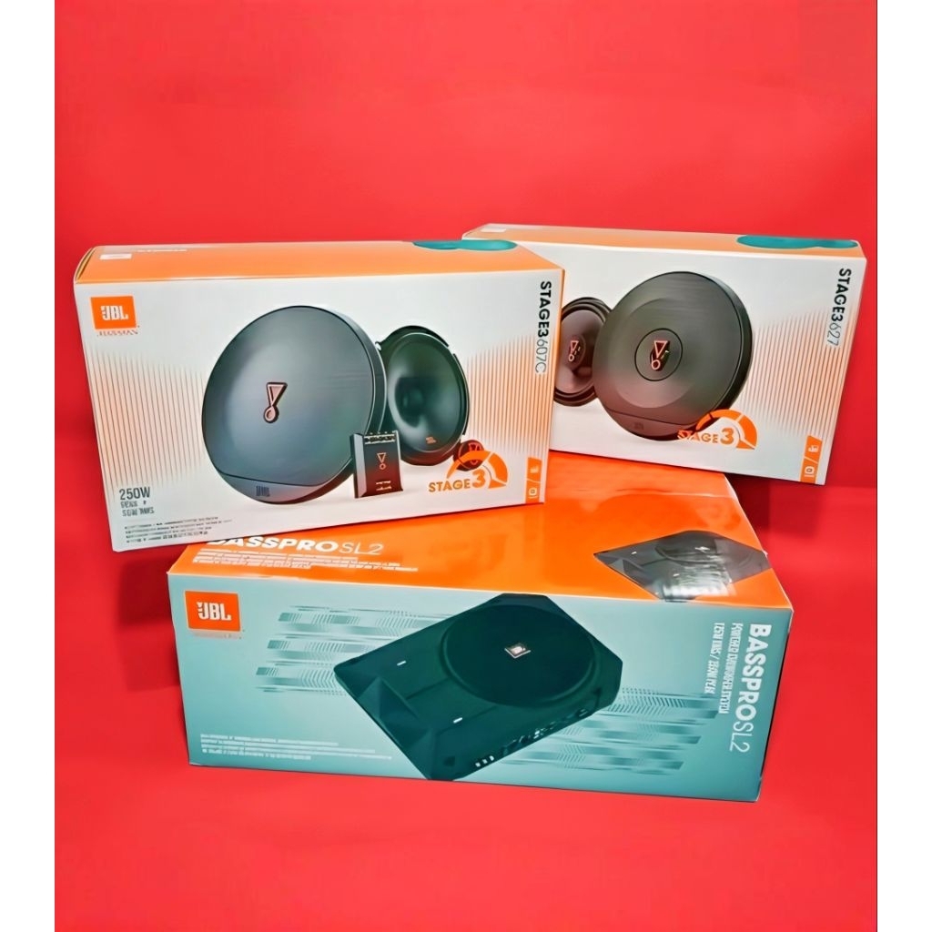 Paket sub kolong  JBL BASSPRO SL2 Speaker Split JBL seri STAGE3 607C & Speaker Coaksial JBL seri STA