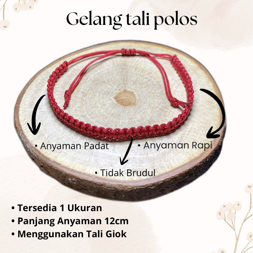 Gelang tali gelang serut gelang anyam gelang rajut Polos ( MERAH )