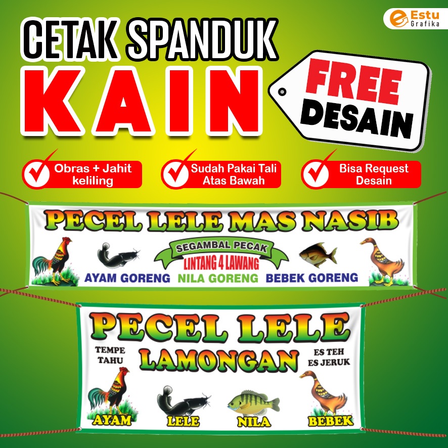 SPANDUK KAIN Pecel lele / banner kain / pecel lele kain / banner pecel lele - BENDERA - UMBUL-UMBUL