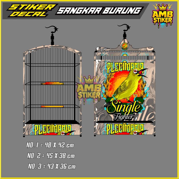AMB - STIKER DECAL SANGKAR BURUNG PLECI EBOD - KANDANG BURUNG KOTAK SINGLE FIGHTER KICAU PETARUNG