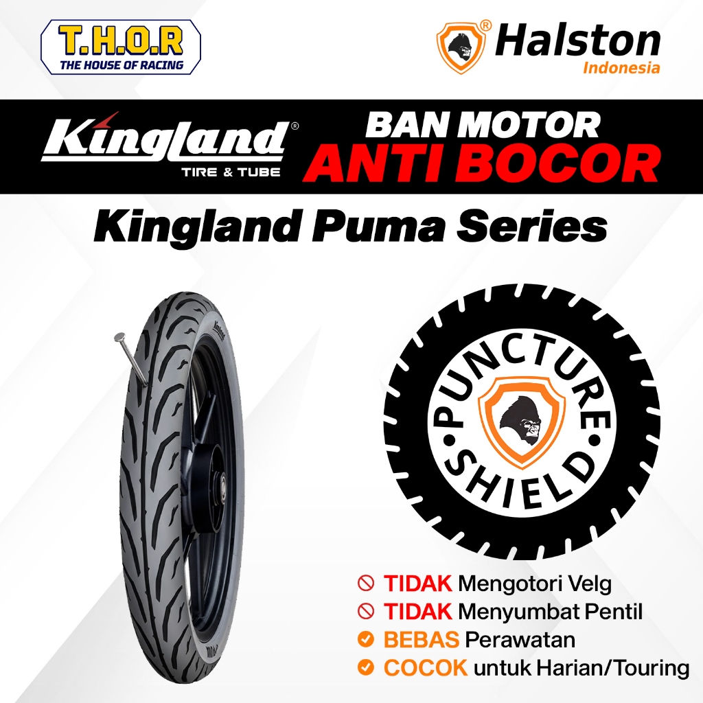 Ban Motor Tubeless KINGLAND PUMA SERIES x HALSTON - Anti Bocor - Ban Motor Honda SUPRA X/REVO/JUPITE