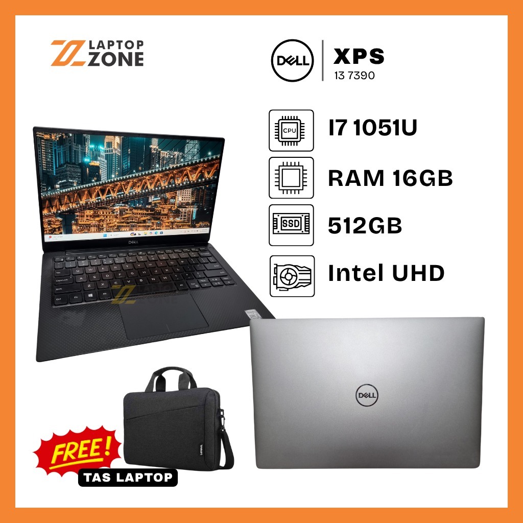 Dell XPS 13 7390 Core I7 1051U RAM 16GB SSD 512GB laptop second, laptop bekas surabaya