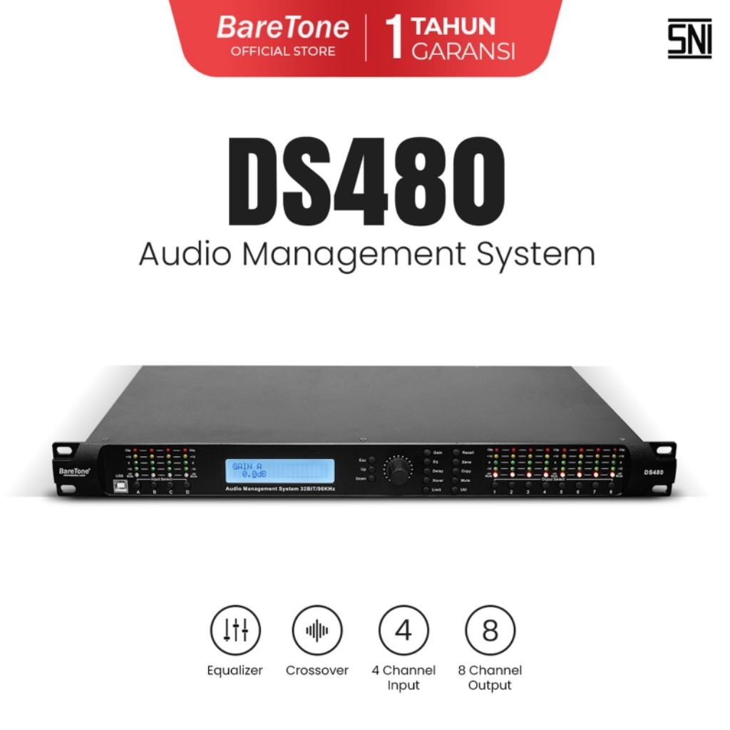 Baretone DS480 4 in-8 out Speaker Management Baretone Ds-480 DLMS