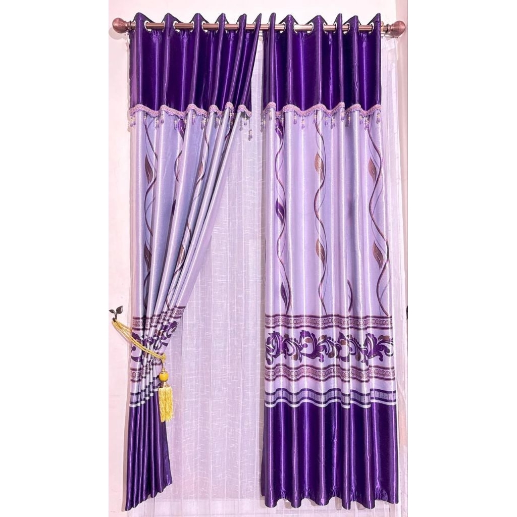Gorden Elegan sudah pake poni Motif Ungu Premium – Tampilan Mewah untuk Ruangan Anda