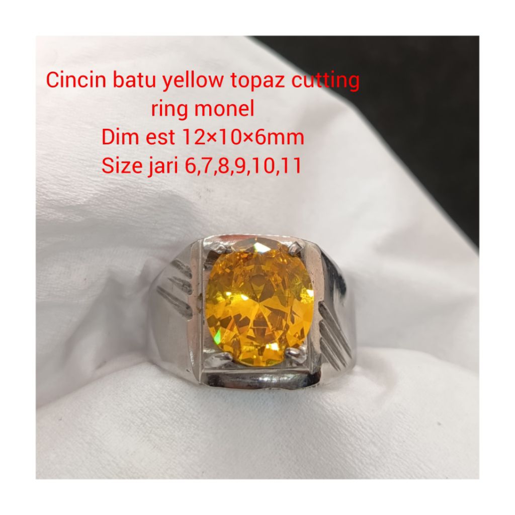 CINCIN BATU YELLOW TOPAZ CUTTING RING MONEL