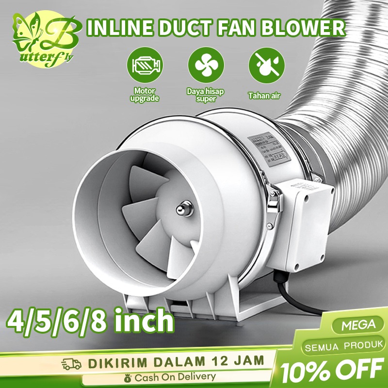 4 "5" 6" 8 "Inch Blower Exhaust Fan Kipas mountable Exhaust Fan tekanan meningkatkan Fan ventilator 