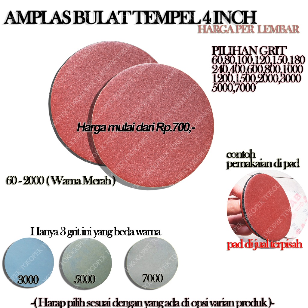 AMPLAS TEMPEL BULAT 4" INCH GRIT #60 - #7000