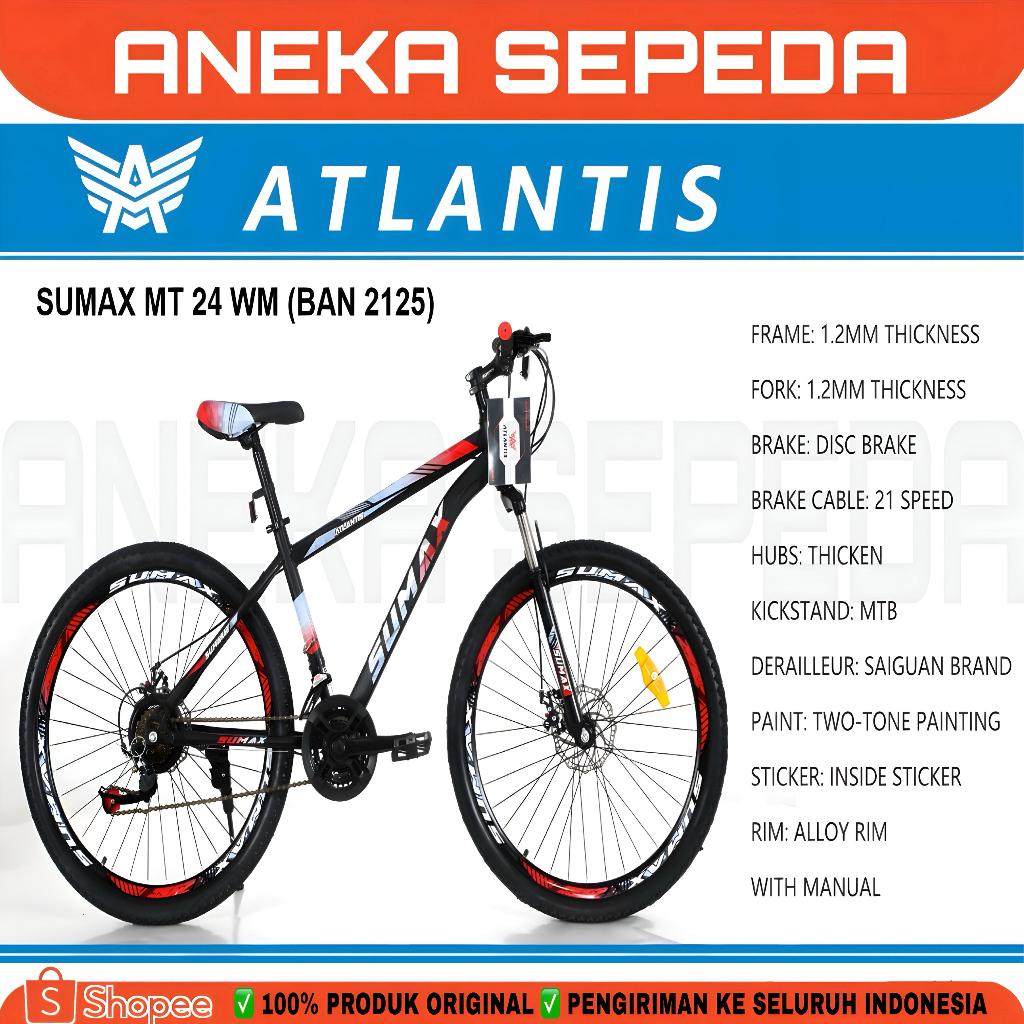 SEPEDA MTB 20 24 26 inch ATLANTIS SUMAX 3 x 7 SPEED REM CAKRAM DEPAN BELAKANG