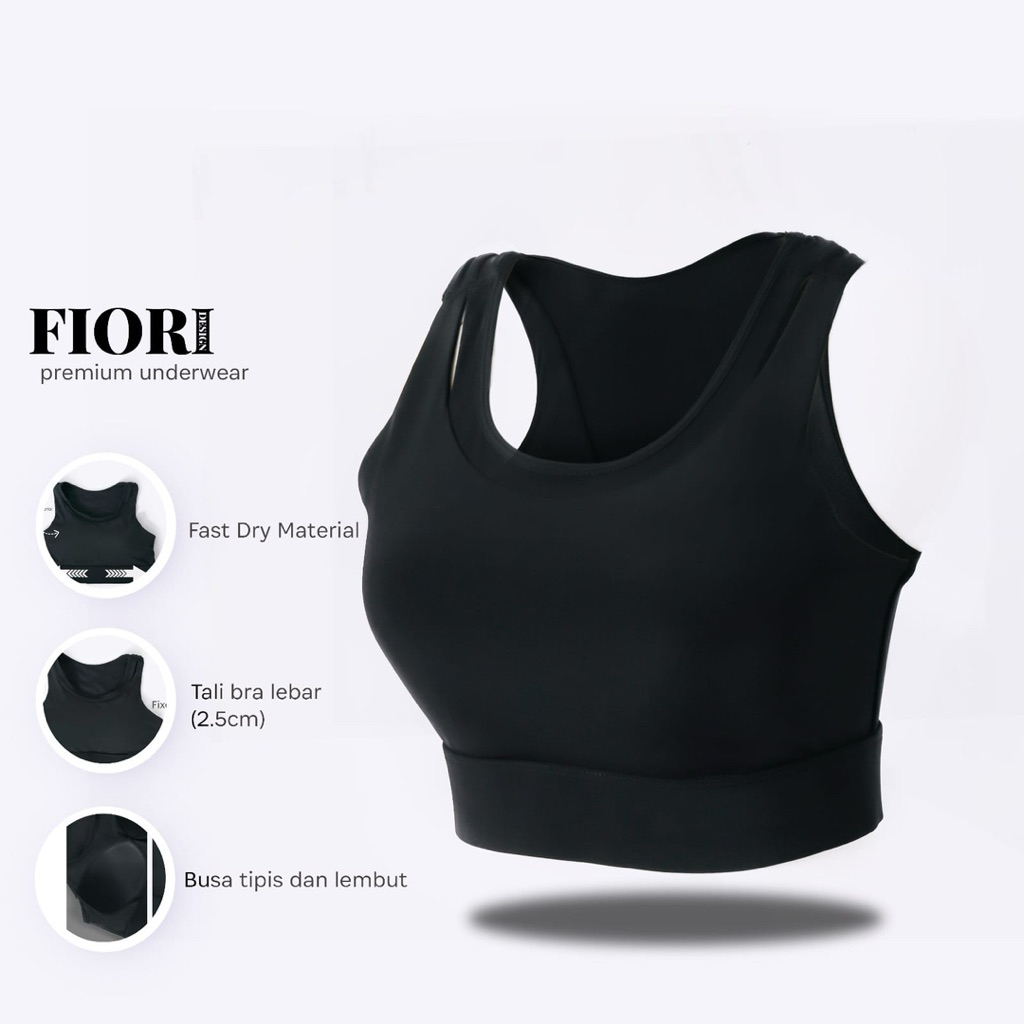 FIORI Sport Bra URBAN Black | Push Up Sport Bra with Removable Pad | Kait 3
