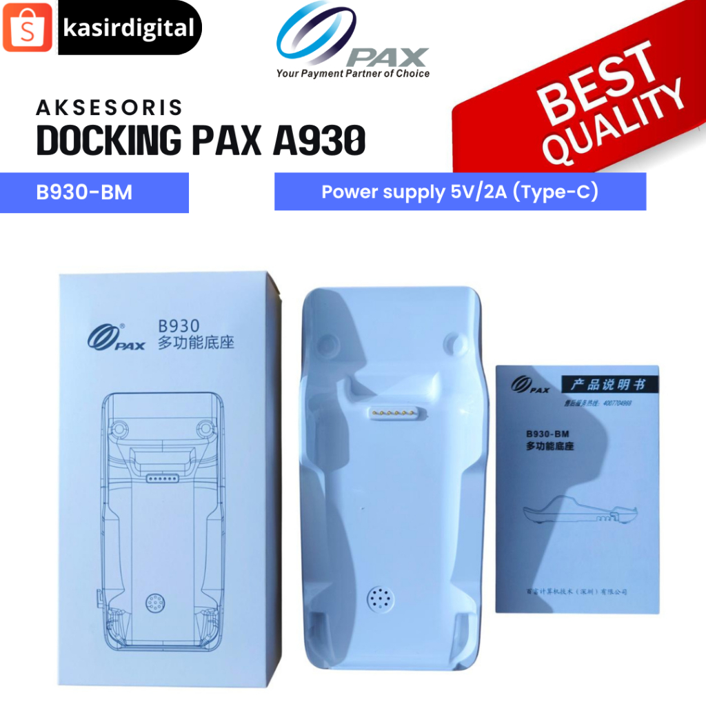 Docking Charger Base untuk Mesin EDC PAX A930
