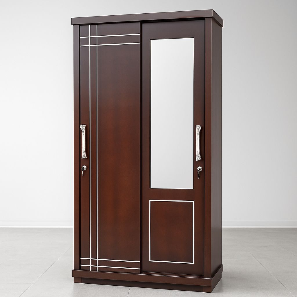 lemari sliding 2 pintu minimalis tahan air coklat