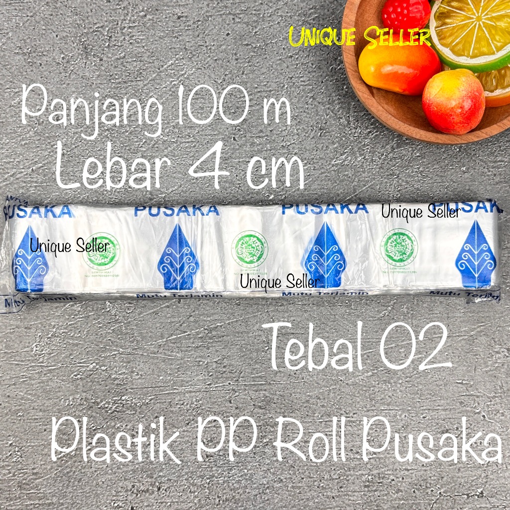 Plastik PP ROLL 4cm 4 cm Tebal 02 Panjang 100m PUSAKA Plastik Roll Pembungkus Kacang Biji Bubuk