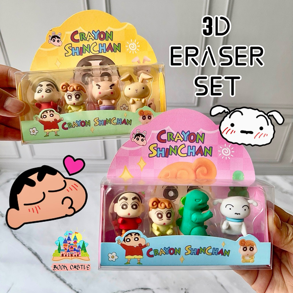 3D ERASER SET Crayon shinchan penghapus karakter 3D