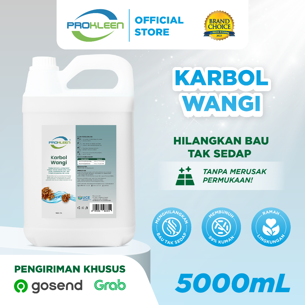 PROKLEEN Karbol Antibacterial Wangi Pine/Cemara 5L Khusus Gosend/Grab