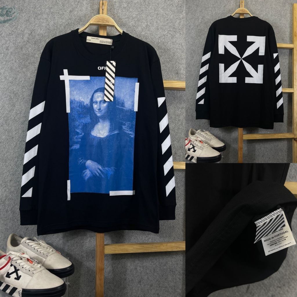 OFF WHITE T-Shirt Branded Premium Kaos Distro Lengan Panjang 100% Cotton Combed 30S Original Quality