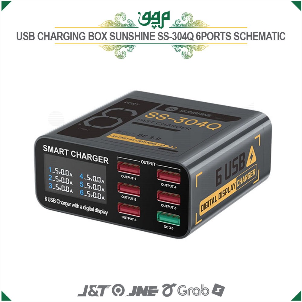 Adaptor Charger Sunshine SS-304Q 6 Port USB/ USB Charging Sunshine SS-304Q 6 Port USB QC3.0 Fast Cha