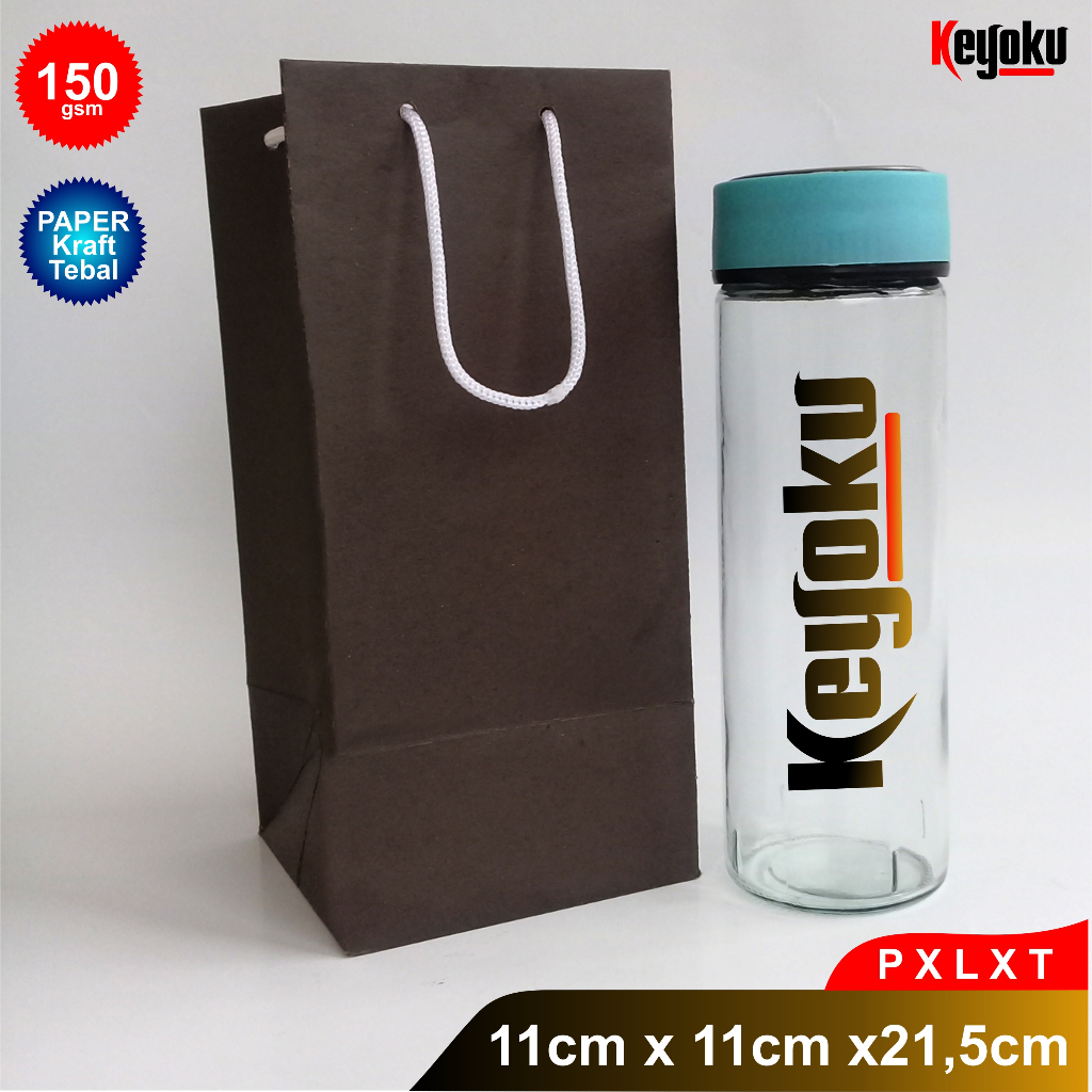 paper bag hitam polos botol sedang medium souvenir
