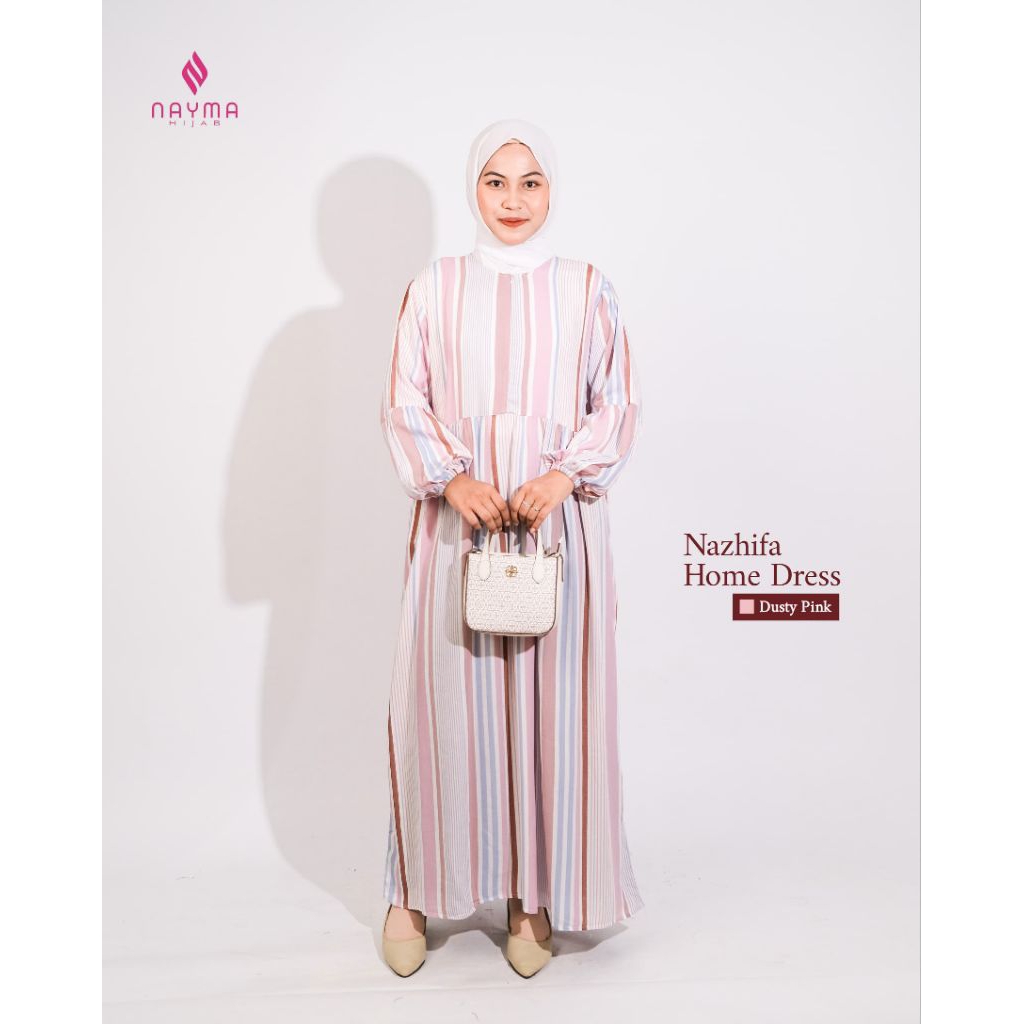 Nazhifa Home dress by Nayma hijab - Baju Daster Motif Salur Rayon Viscose Lux Premium