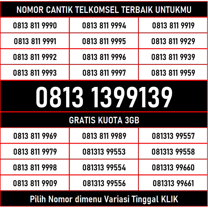 Kartu Perdana Nomor Cantik Telkomsel Simpati Kuota 3GB Hyper 5G TB2