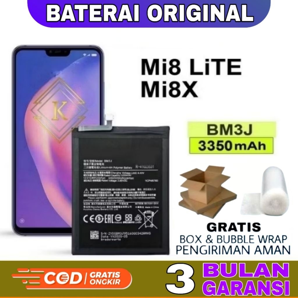 Baterai batre For Xiaomi Mi8 LiTE / Mi8x / BM3J Original - Mi8 Lite