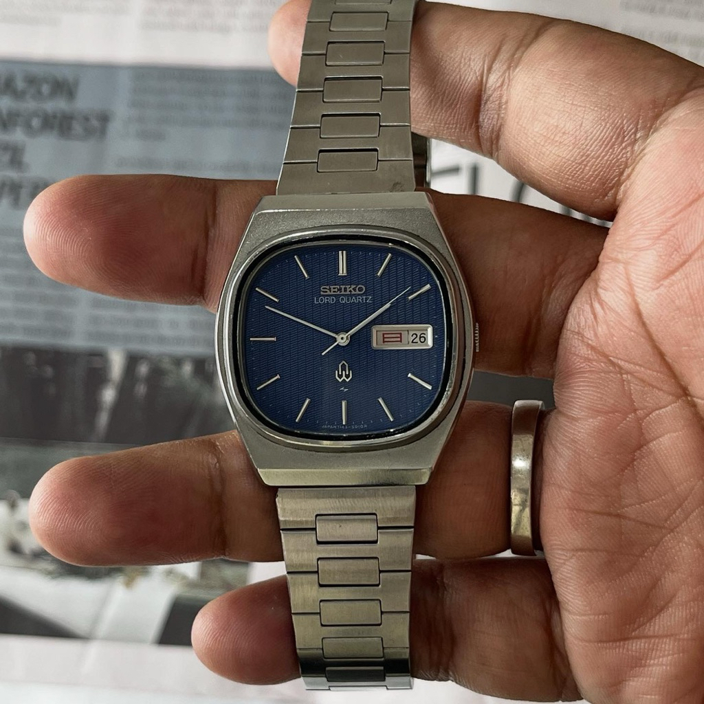 Seiko Lord Quartz TV Shape Blue Textured Dial (Collectible Item)