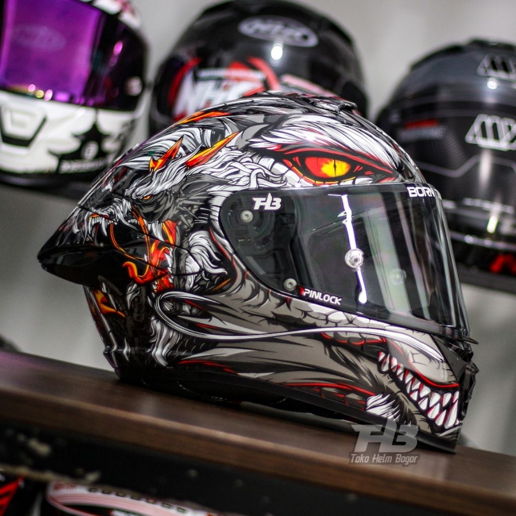 NHK HELM MARK-1 2V CUSTOM MOTIF | DRAGON | DOUBLE VISOR LIGHTSMOKE