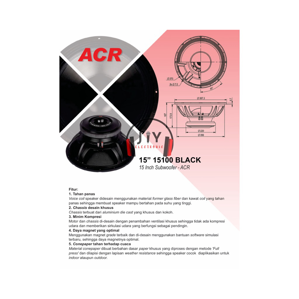 Speaker 15 Inch ACR 15 Inch ACR-15100 Black ACR 15100 Black ACR15100 Black