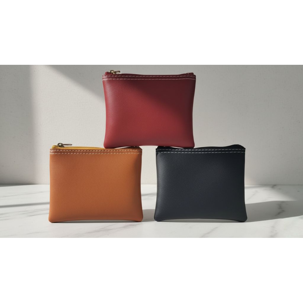 DOMPET KOIN WANITA KULIT KECIL TERBARU DENGAN RESLETING