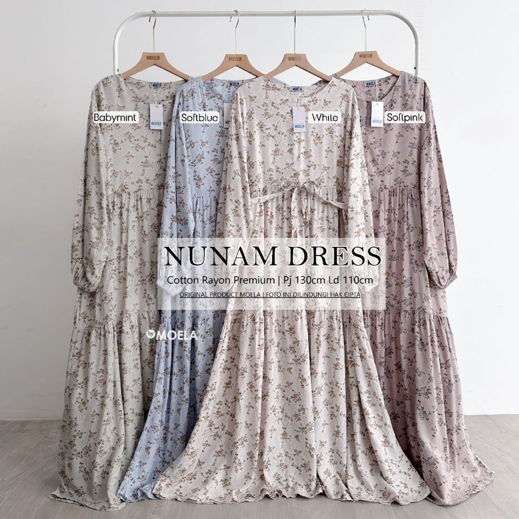 Moela Berlabel Nunam Dress Gamis Jumbo Allsize Busui Premium Catton Rayon Original