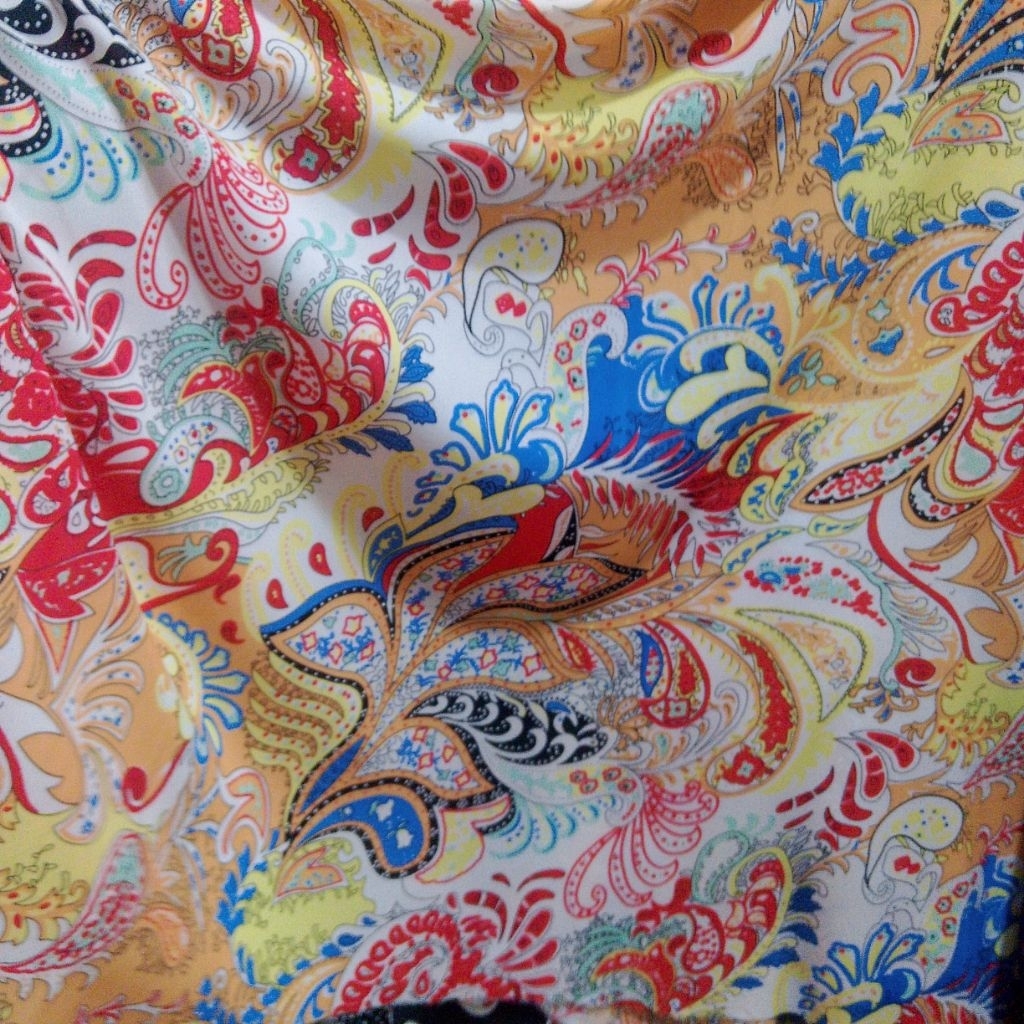 Kain Satin Maxmara Motif Etnik Premium - Bahan Lux Premium Meteran Kyt