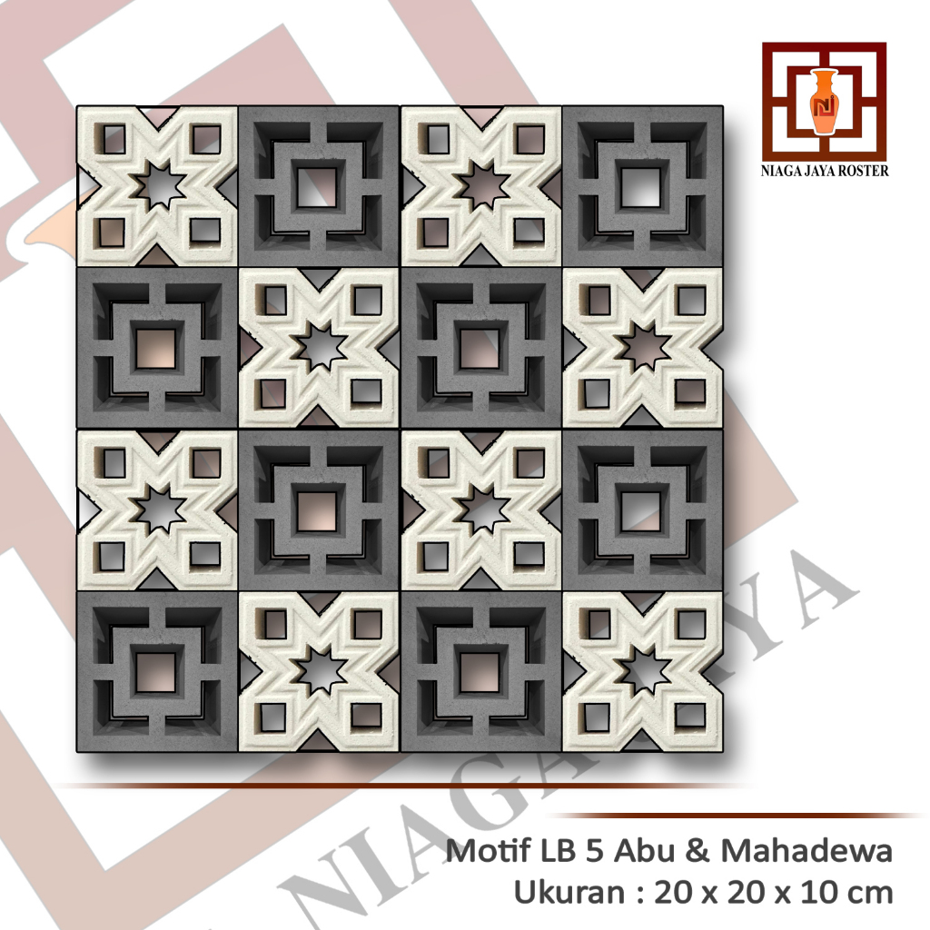 NIAGA JAYA ROSTER- ROSTER BETON KOMBINASI, MODEL MIX UKURAN 20X20CM. roster beton minimalis/loster b