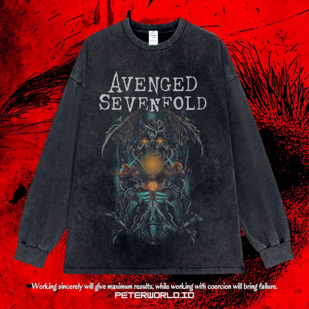 Kaos Band Avenged Sevenfold Long sleeve Oversize Washing Vintage Tee | Kaos Oversized | Kaos Long sl