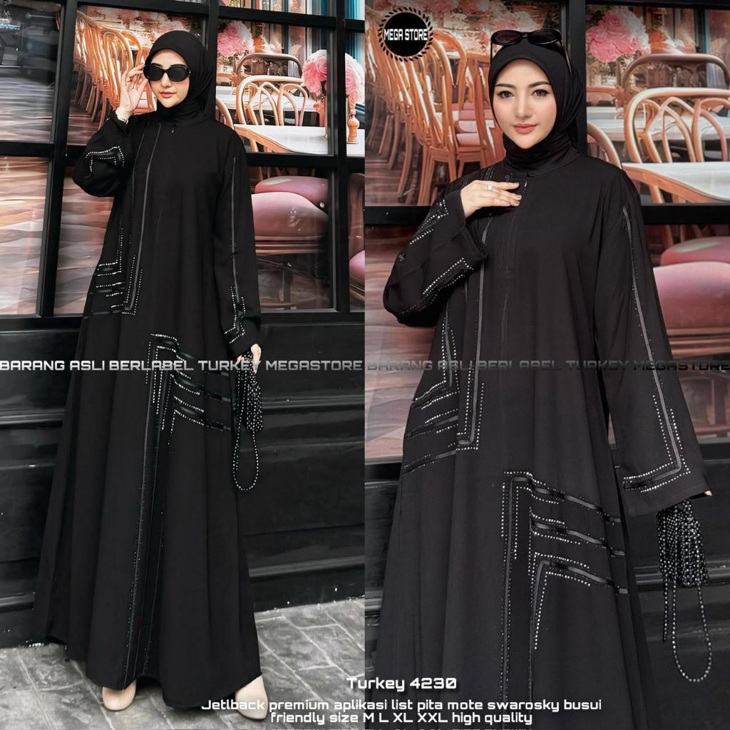 Abaya Turkey 4230 ori by Mega Store gamis hitam black arabian murah muslimah