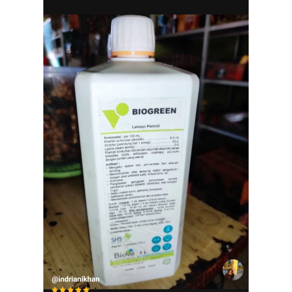 biogreen 1 liter supplemen ayam, dog, sapi, cat, burung