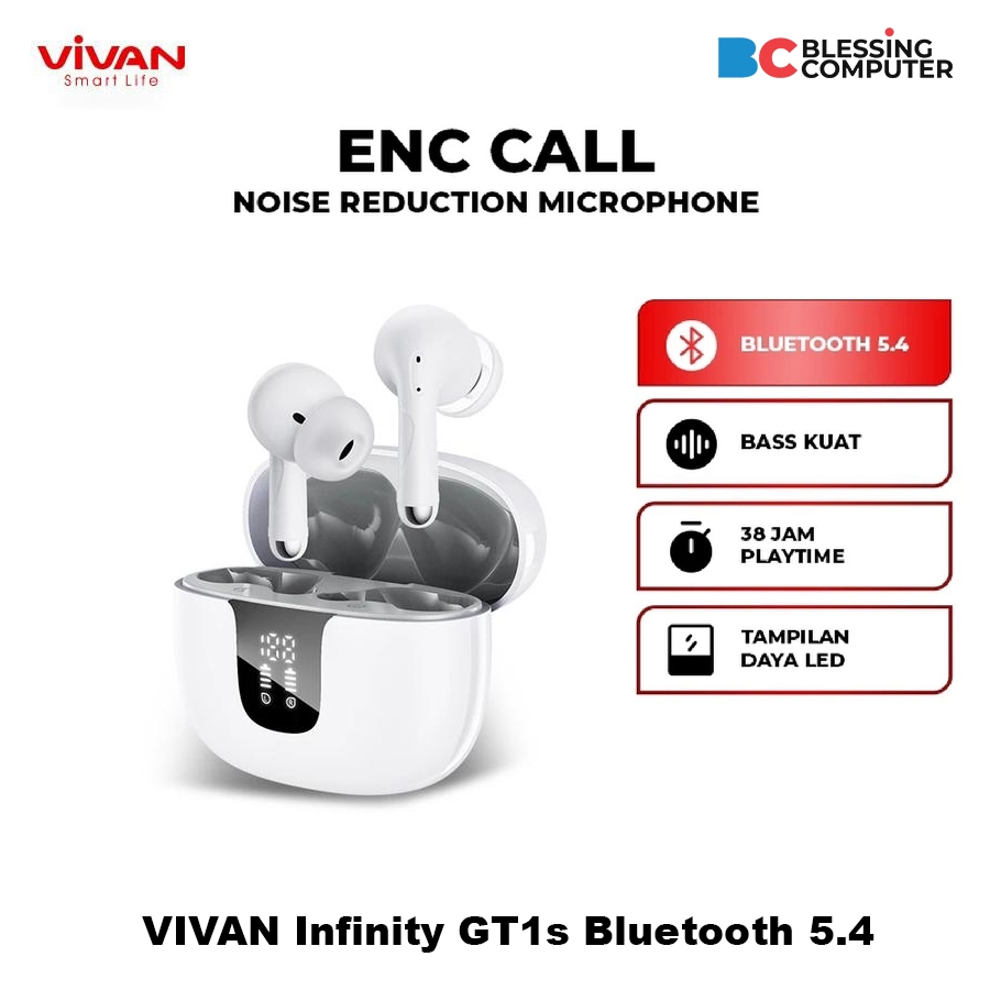 Earphone TWS VIVAN Infinity GT1s Bluetooth 5.4 White