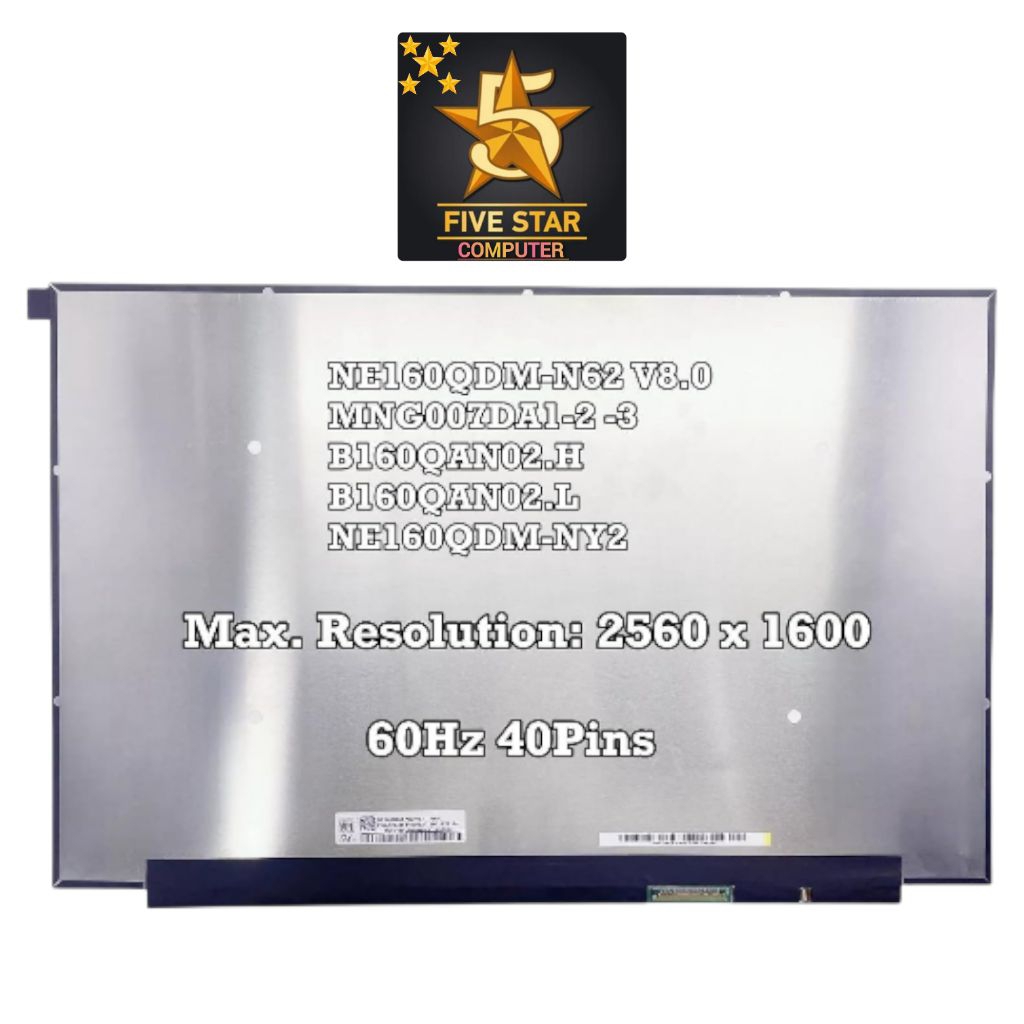 Layar Led Lcd For Laptop Advan Pixelwar Laptop Gaming 16.0 Inch NE160QDM-N62 NE160QDM-NY2 QHD 2.5K 1
